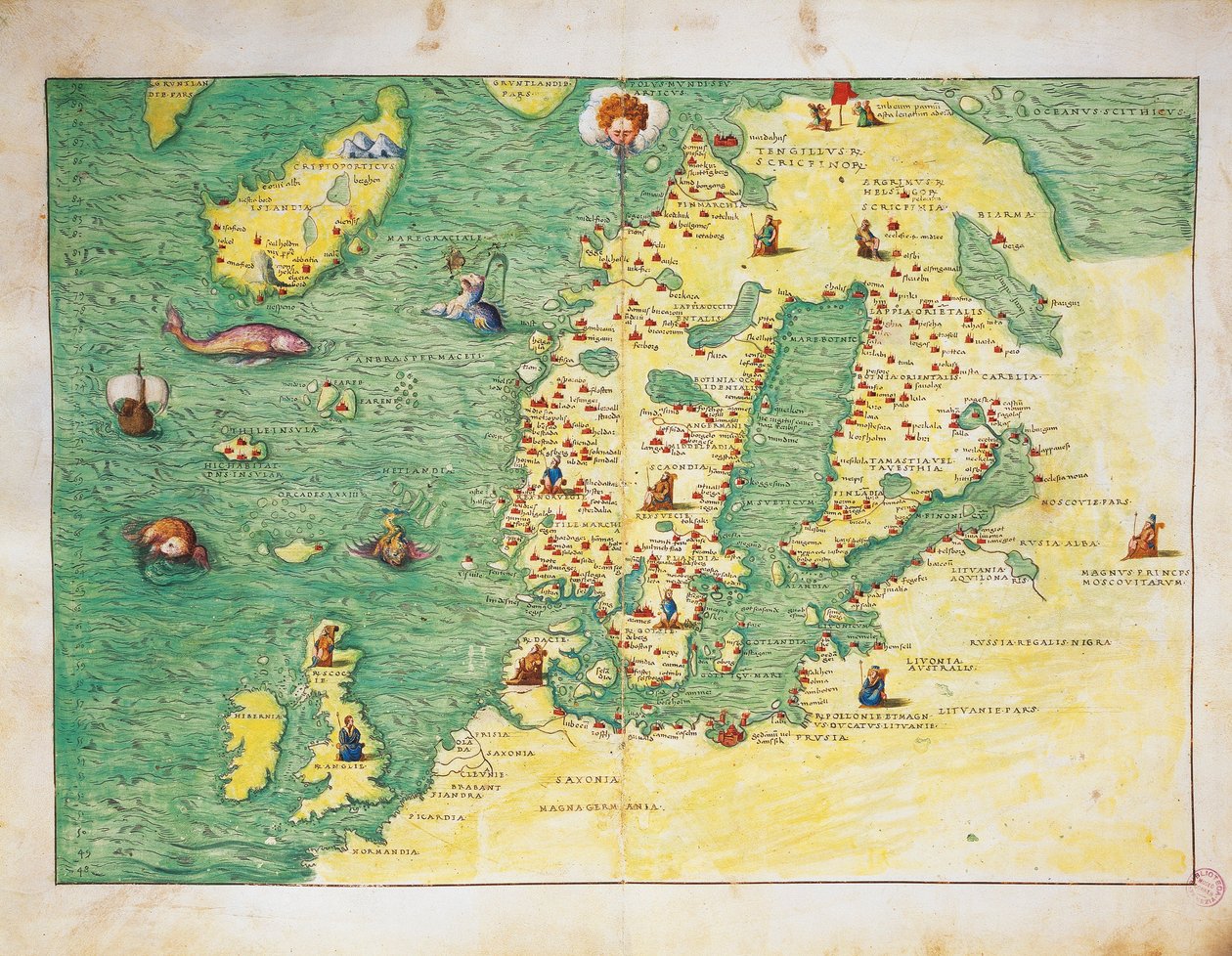 Norte da Europa, do Atlas do Mundo em trinta e três mapas, por Battista Agnese de Battista Agnese
