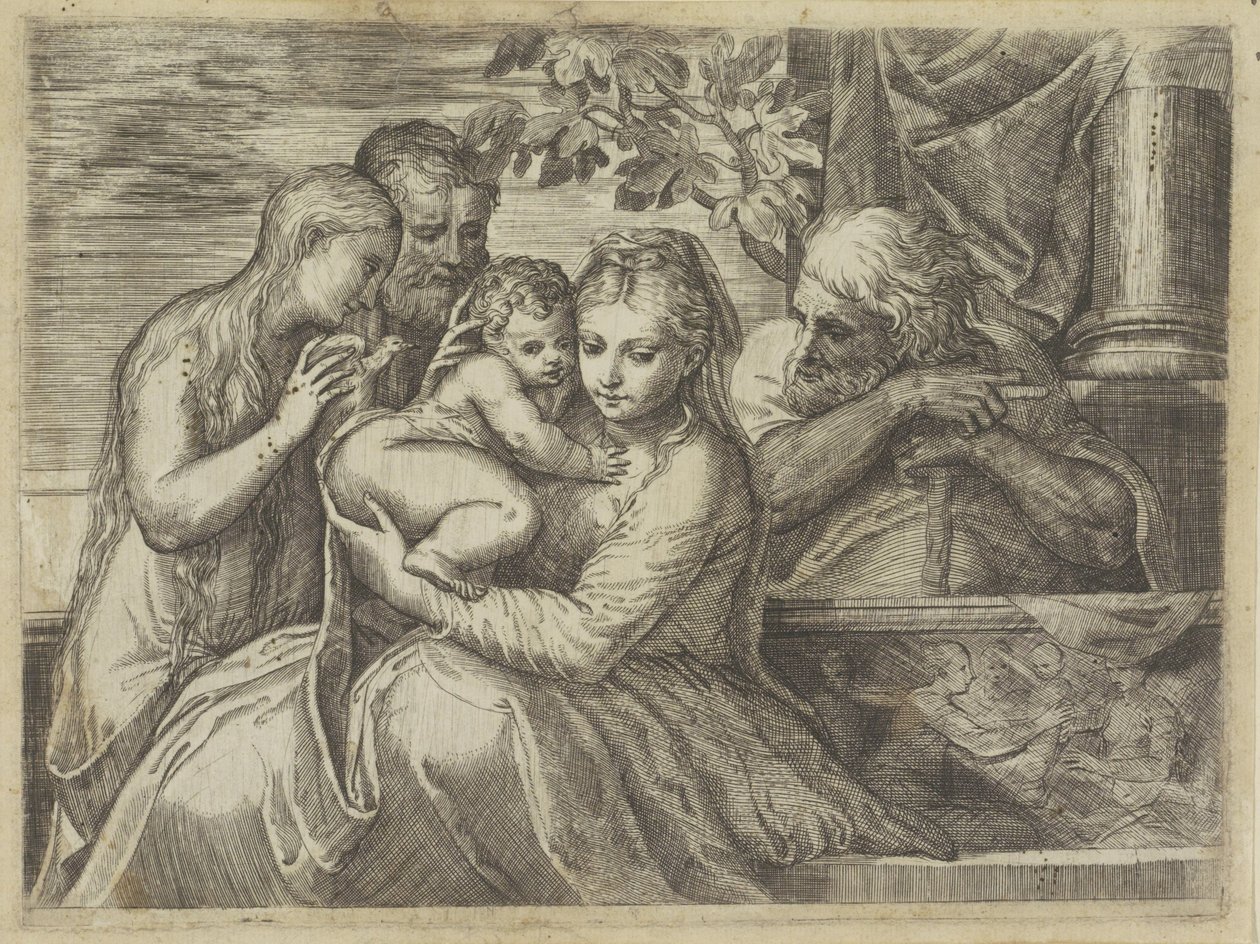 Sagrada Família com Santos de Battista Angolo del Moro (attributed to)