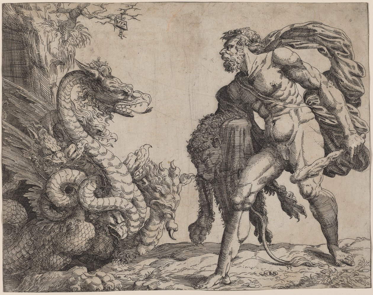 Hércules e a Hidra de Battista Angolo del Moro