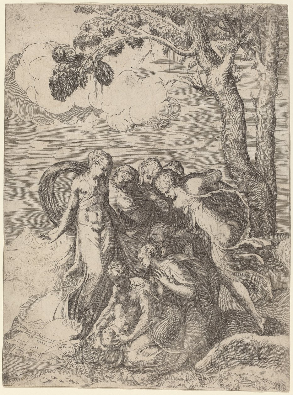 A descoberta de Moisés de Battista Angolo del Moro, after Andrea Meldolla, called Schiavone