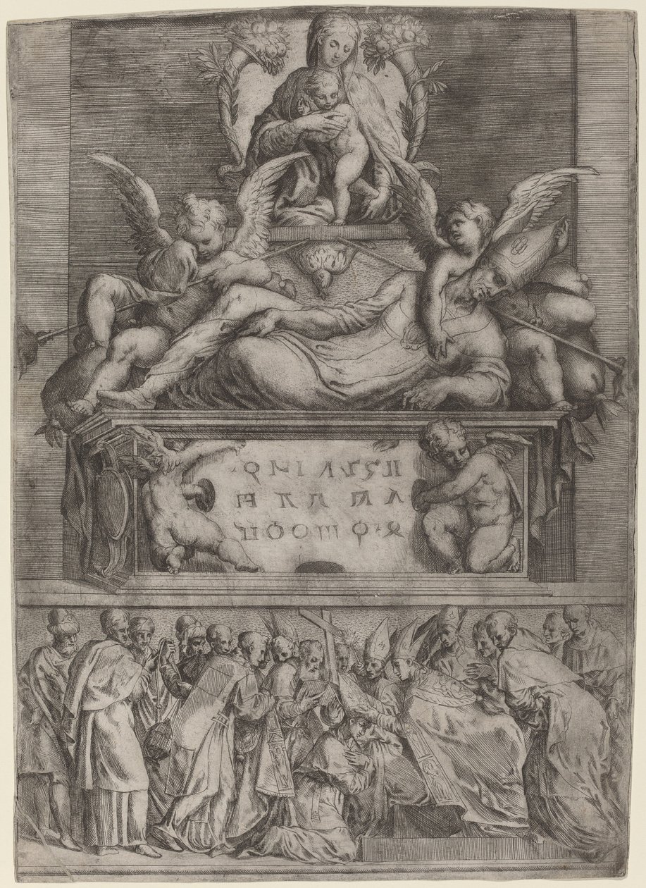 Tumba de um Bispo de Battista Angolo del Moro after Parmigianino