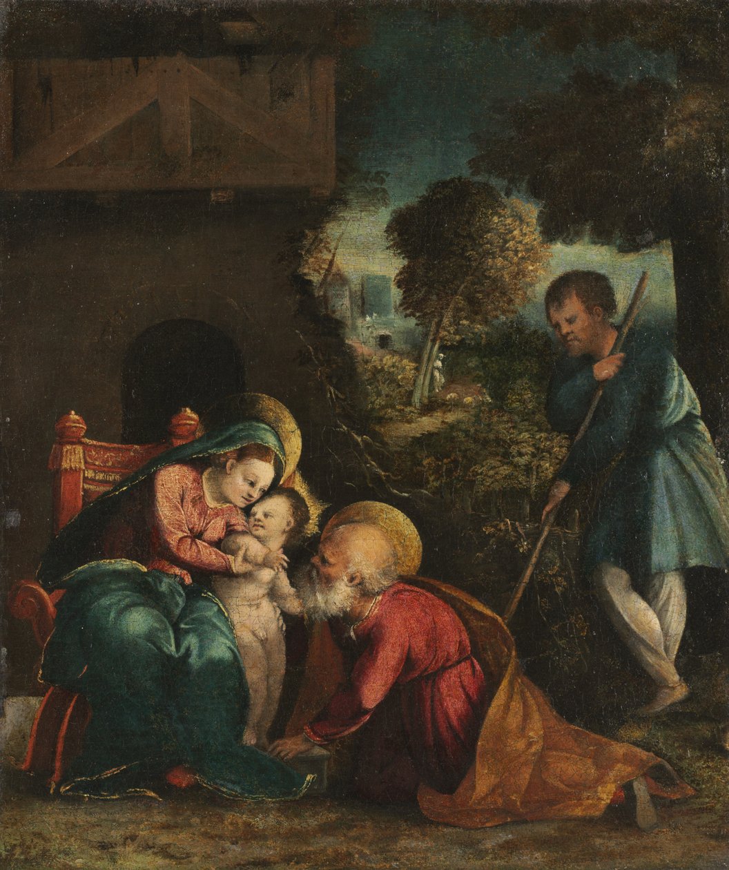 Sagrada Família com um Pastor, início dos anos 1520. de Battista Dossi