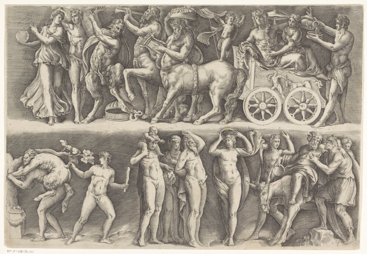 Relevo antigo com Bacchus e Ariadne de Battista Franco