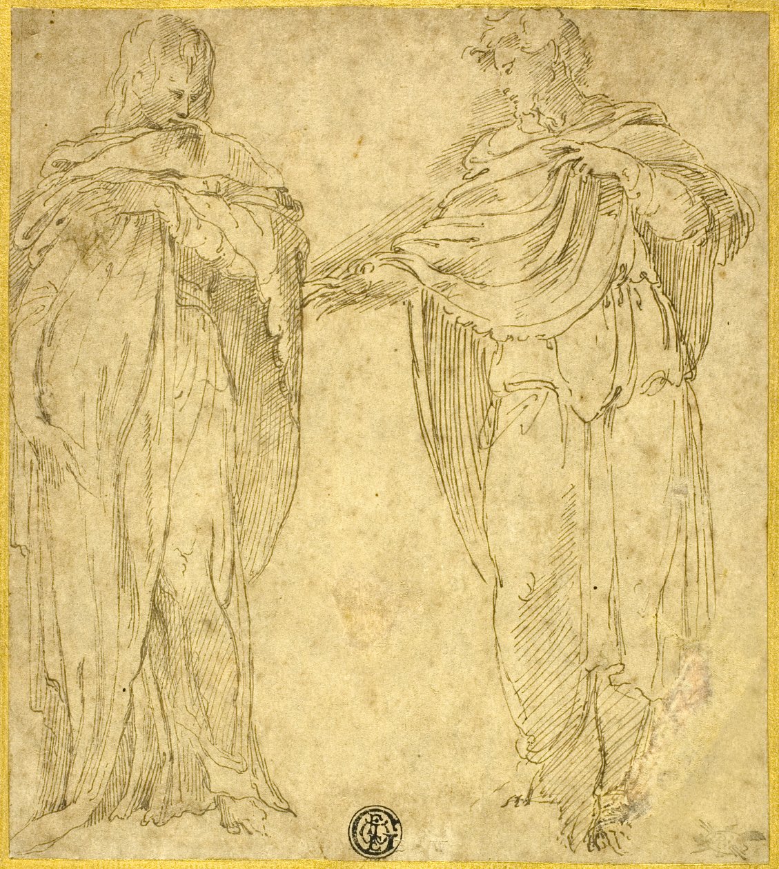 Duas figuras de pé e drapeadas (São João e Madalena) de Battista Franco