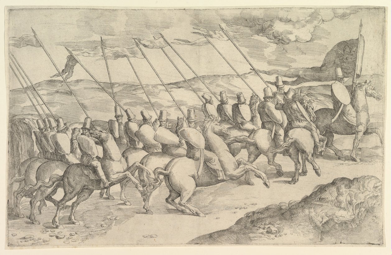 Uma Companhia de Cavaleiros. de Battista Franco Veneziano