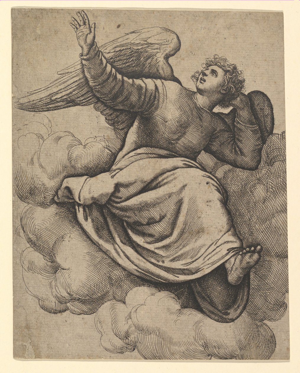 Anjo sentado em uma nuvem, ca. 1560. de Battista Franco Veneziano