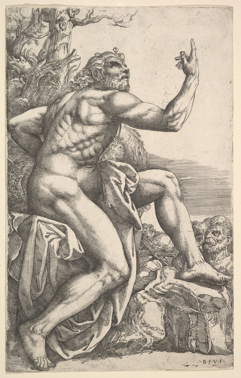 João Batista pregando no deserto. de Battista Franco Veneziano