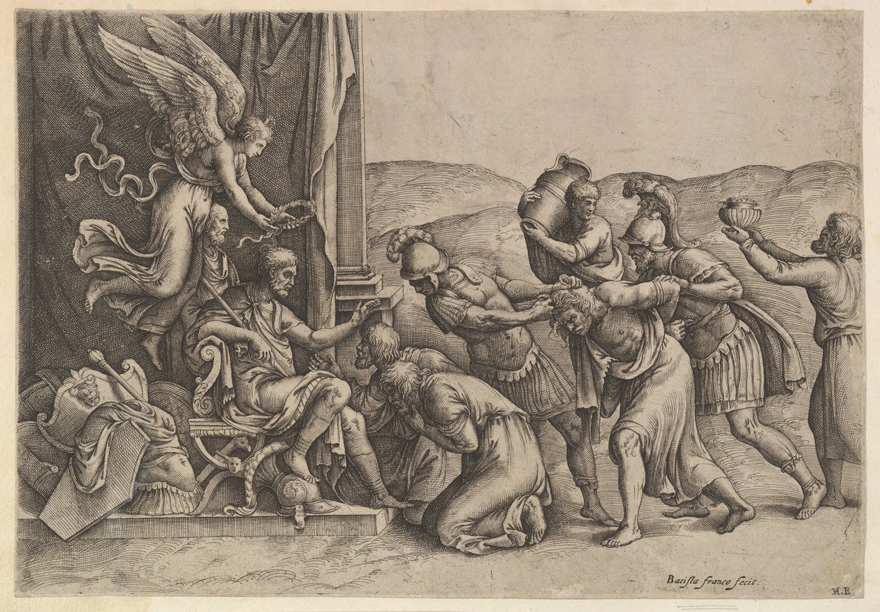 Cipião concedendo clemência aos prisioneiros, 1530-61. de Battista Franco Veneziano