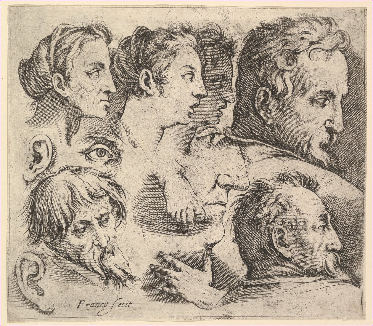 Estudos de Chefes. de Battista Franco Veneziano