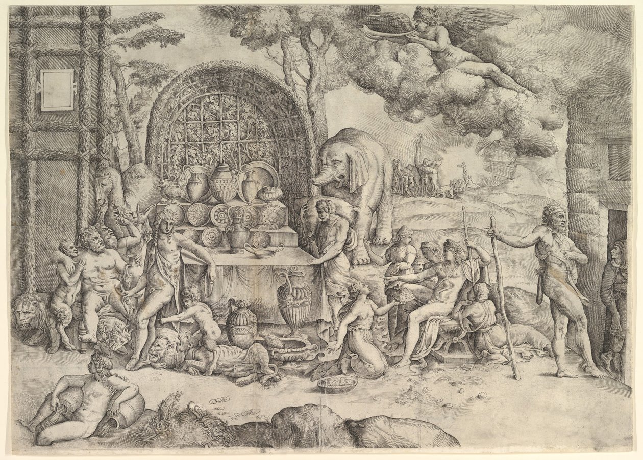 O casamento de Cupido e Psique painel direito, c. 1530-61. de Battista Franco Veneziano