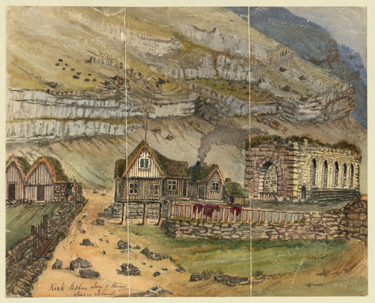 Kirk G boe Inn e ruínas da Ilha Faroe de Bayard Taylor