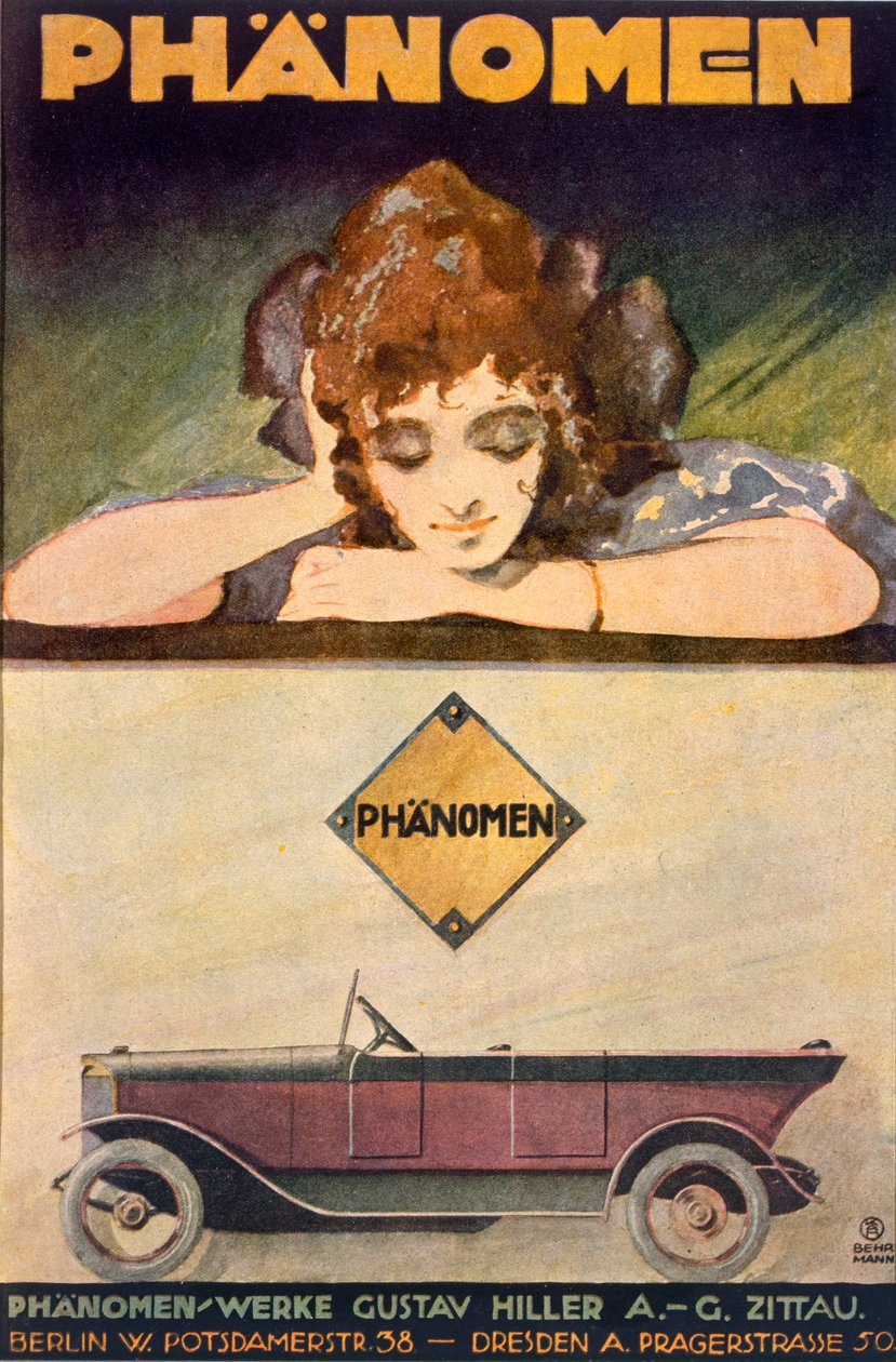 Anúncio para o carro Phanomen, 1907-27 de Behrmann