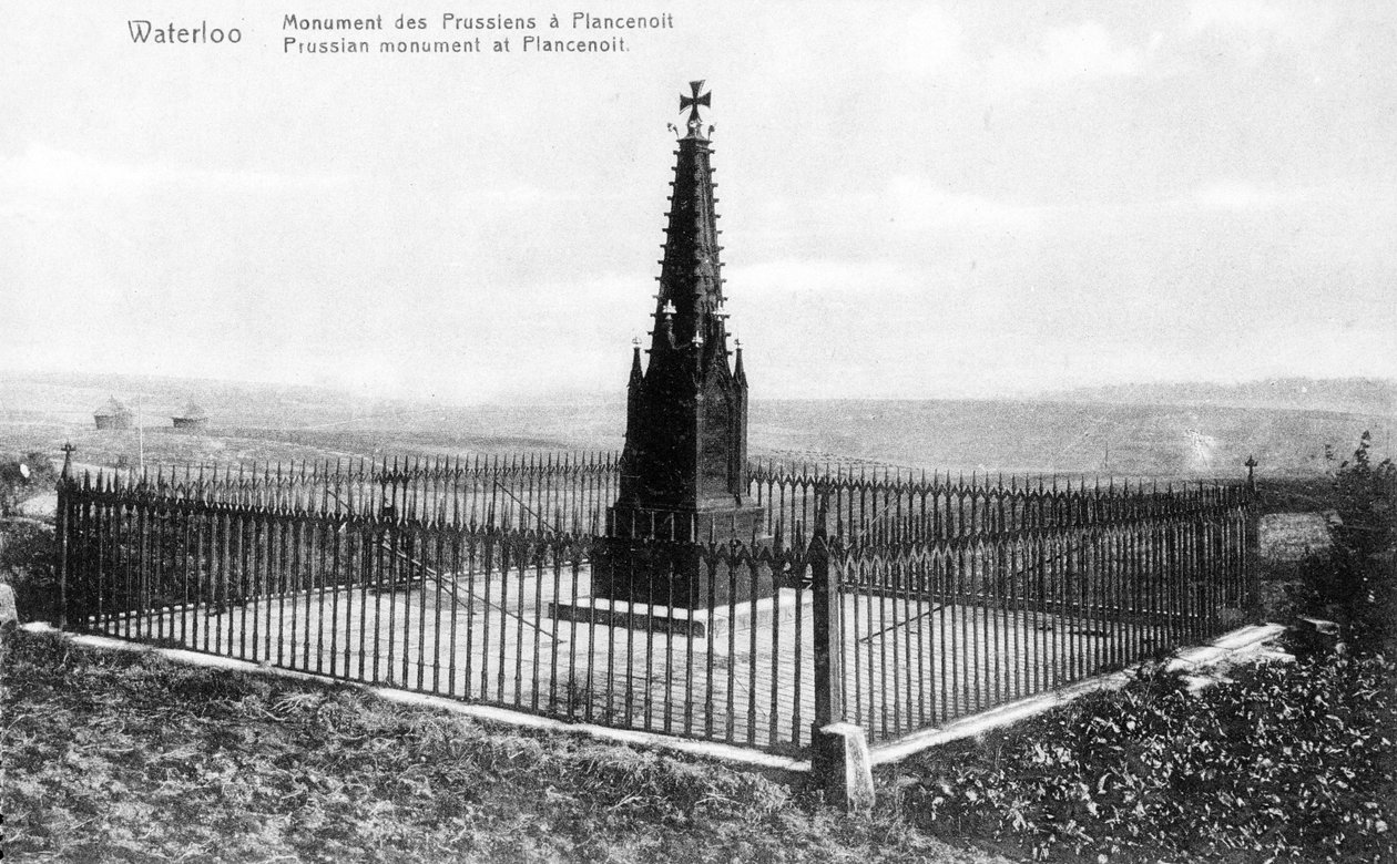 O Memorial da Prússia em Plancenoit, cartão comemorativo c.1912 (photolitho) de Belgian Photographer