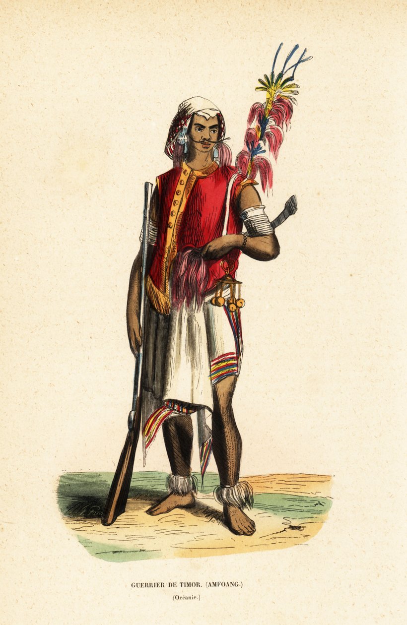 Atoni guerreiro de Kupang, Timor Ocidental, Indonésia de Belgian School