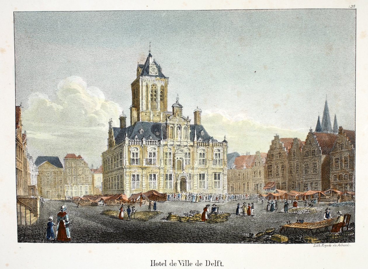 Hotel de Ville de Delft, cerca de 1895 (fotocromo) de Belgian School