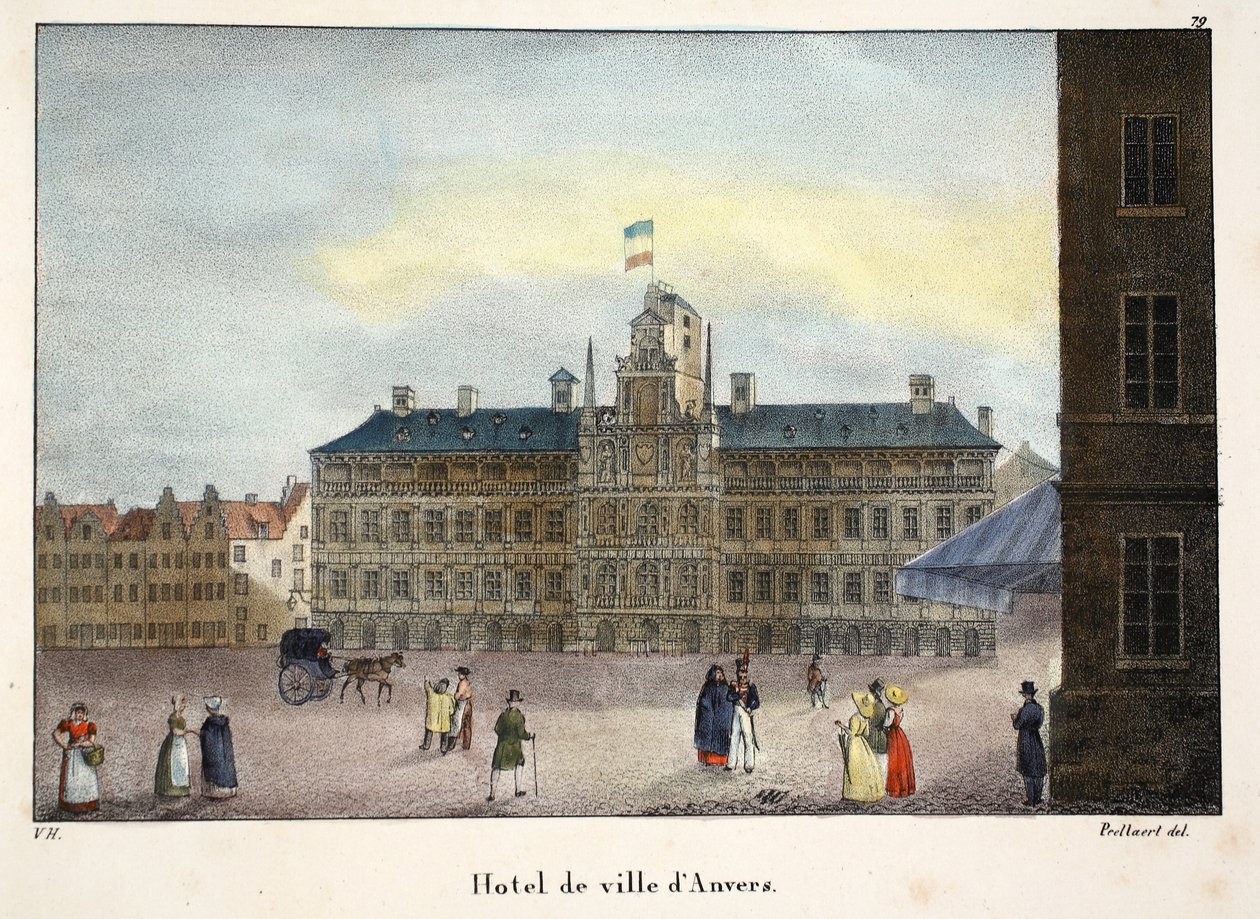 Câmara municipal de Antuérpia, c.1895 (photochrom) de Belgian School