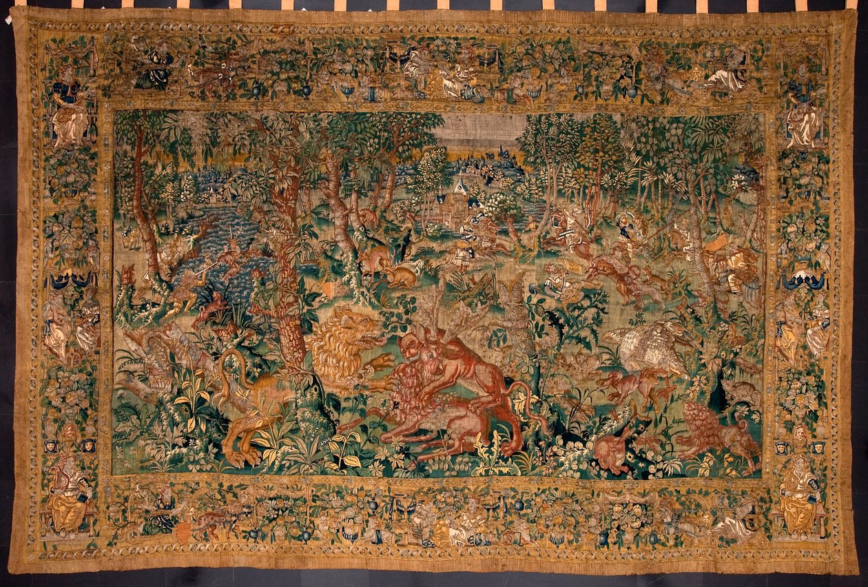 Cena de caça Tapeçaria fabricada nas manufacturas de Bruxelas. Século XVI Genes, Musei di Strada Nuova de Belgian School