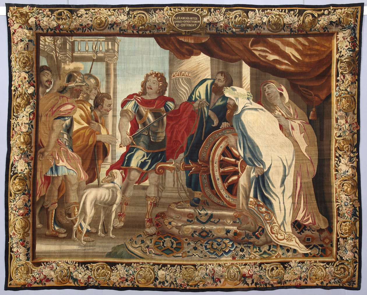 O rei Alexandre, o Grande, corta o nó górdio. Tapeçaria fabricada nas manufacturas de Bruxelas. Século XVI Genes, Musei di Strada Nuova de Belgian School