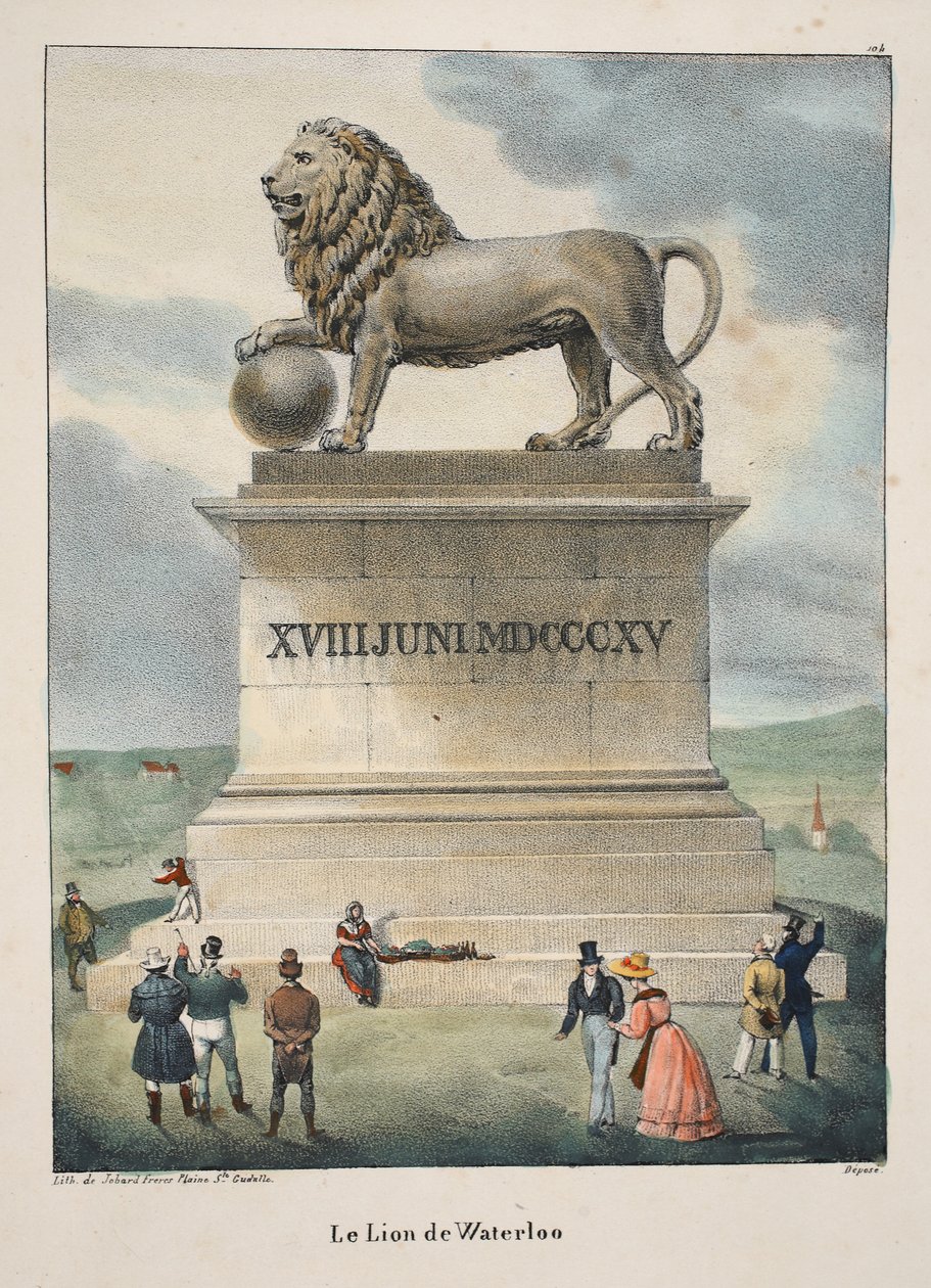 O leão de Waterloo, c.1895 (photochrom) de Belgian School