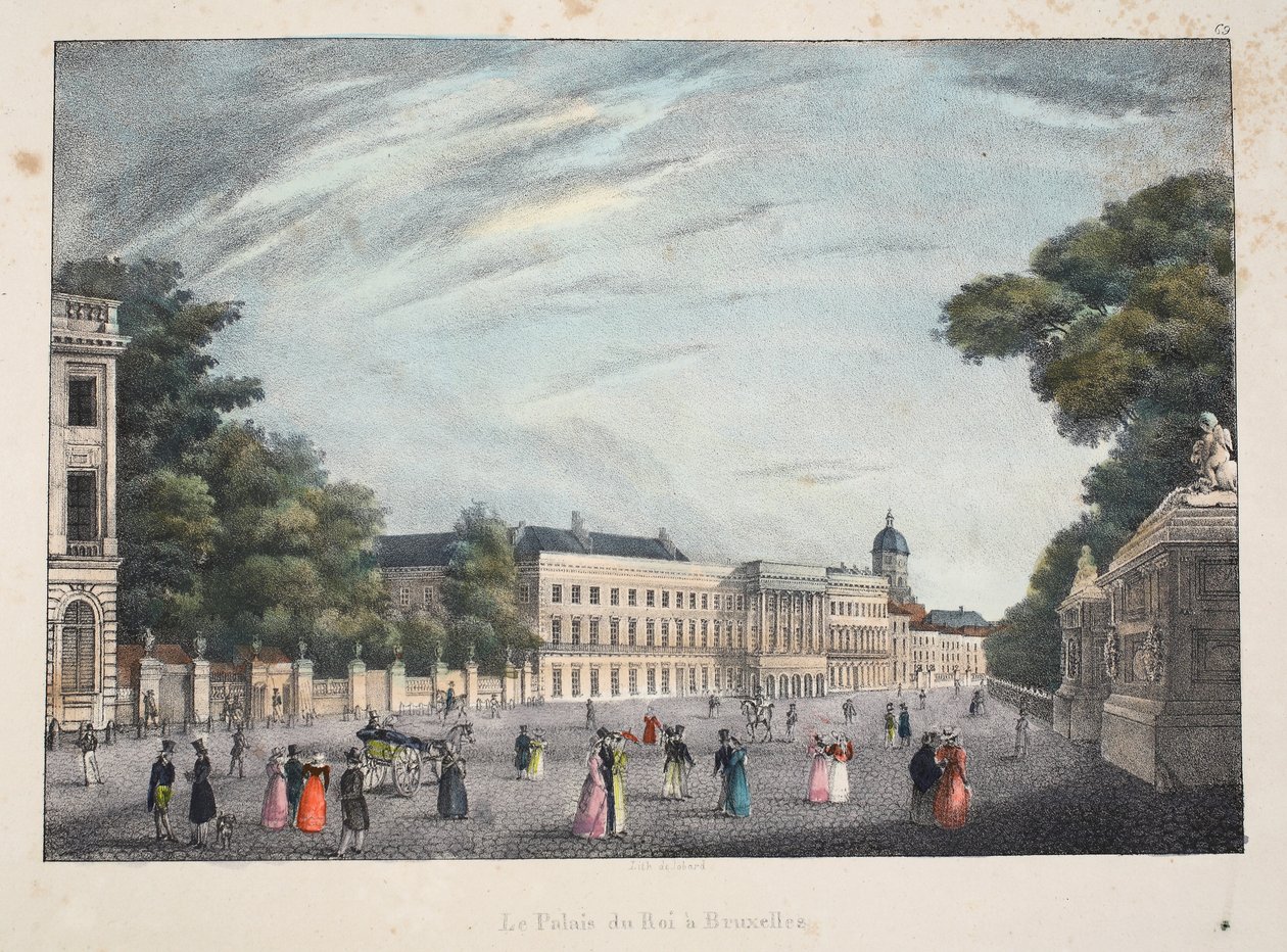O palácio do rei em Bruxelas, c.1895 (photochrom) de Belgian School