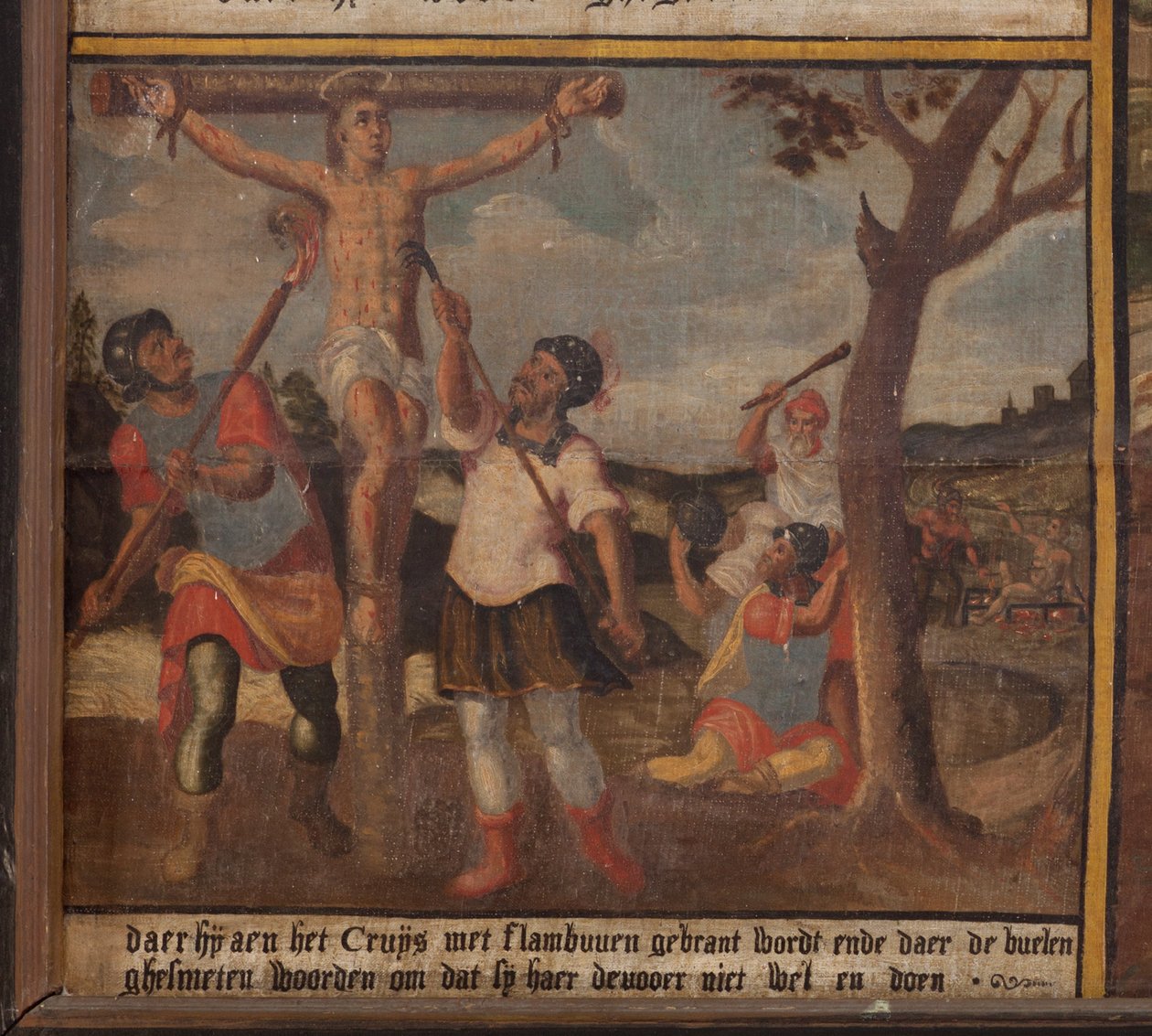 Maarke. Capela (Sint-Vincentiuskapel). interior. Pintura. O mártir de São Vicente. Século XIX. Pormenor. de Belgian School