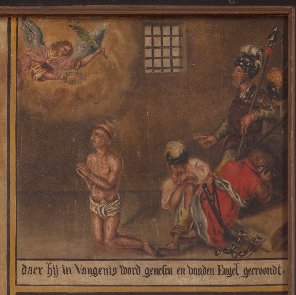 Maarke. Capela (Sint-Vincentiuskapel). interior. Pintura. O mártir de São Vicente. Século XIX. Pormenor. de Belgian School