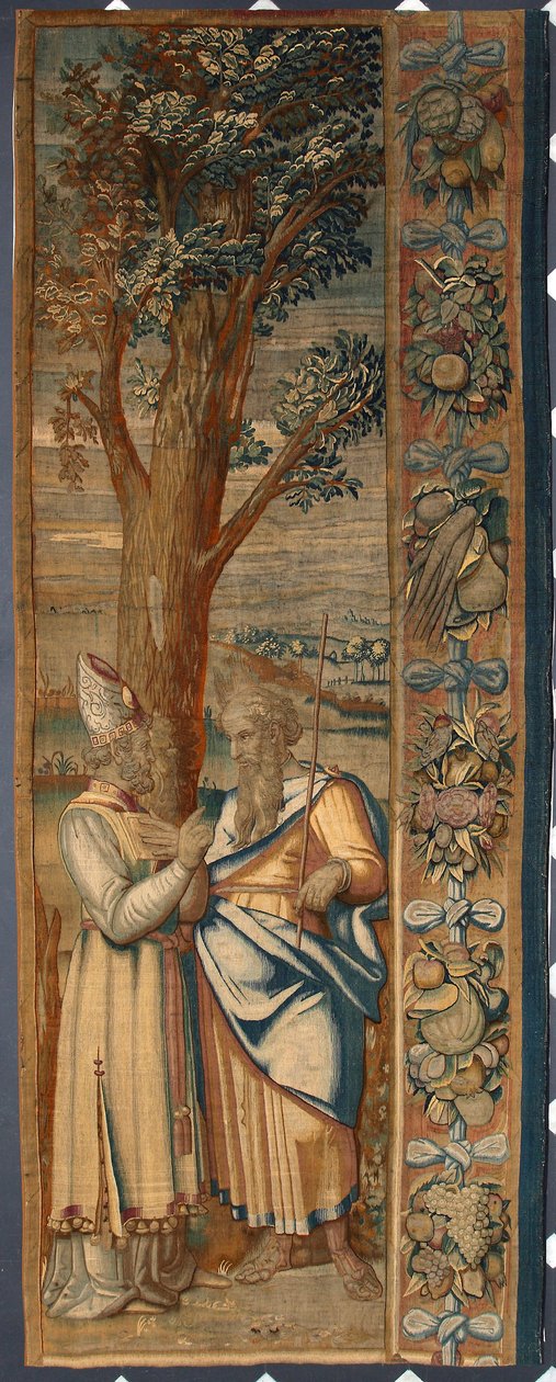 Moise et Jethro Tapeçaria de Dionys Martensz segundo as cartonagens de Luca Cambiaso (1527-1584) e realizada nas manufacturas de Bruxelas 1561-1564 Dim. 390x585,5 cm Genes, Musei di Strada Nuova de Belgian School