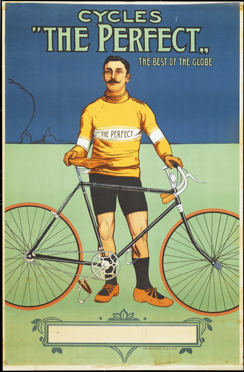 Cartaz publicitário A bicicleta perfeita, 1895 de Belgian School
