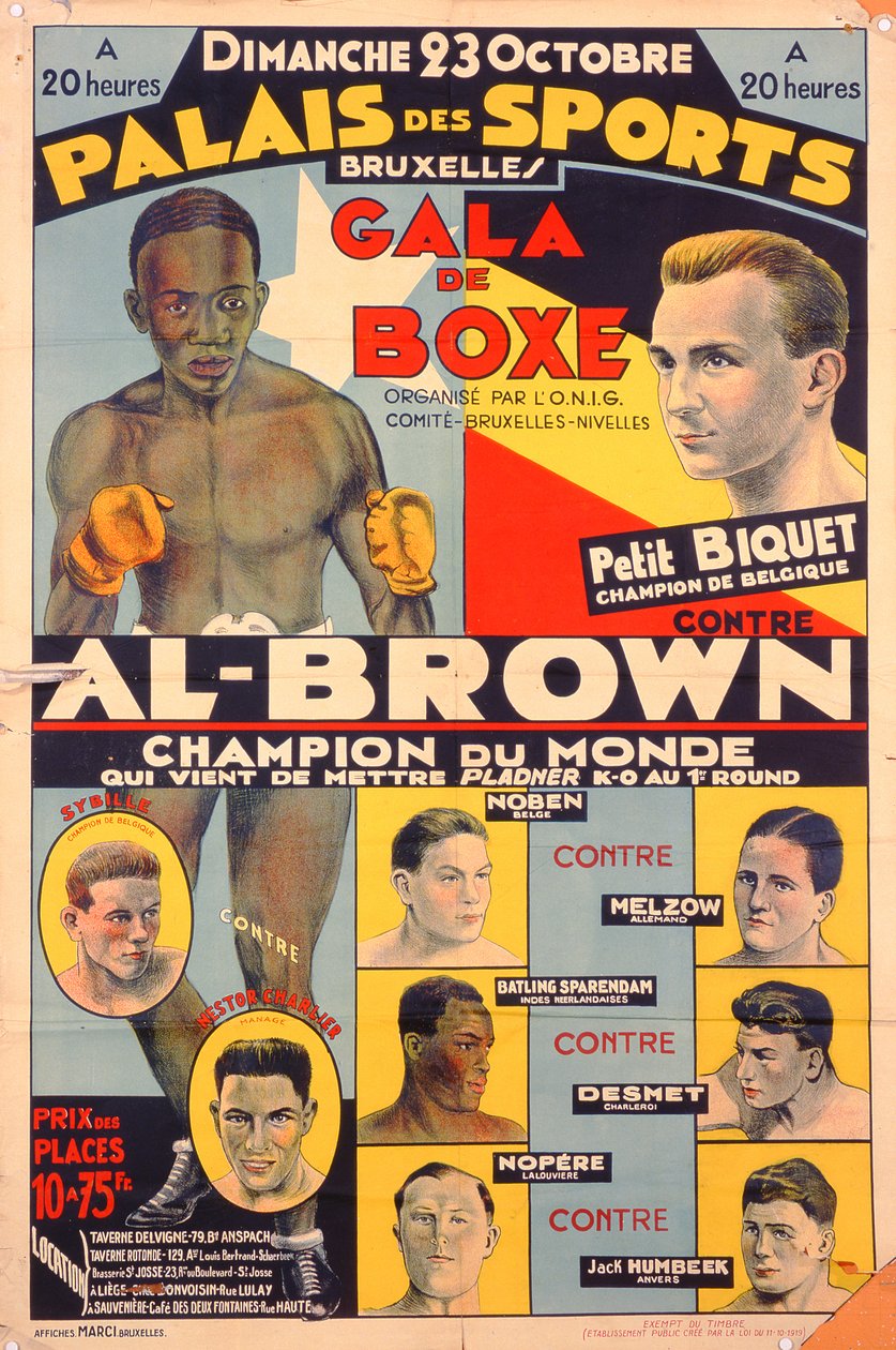 Cartaz publicitário uma gala de boxe no Palais des Sports, em Bruxelas de Belgian School