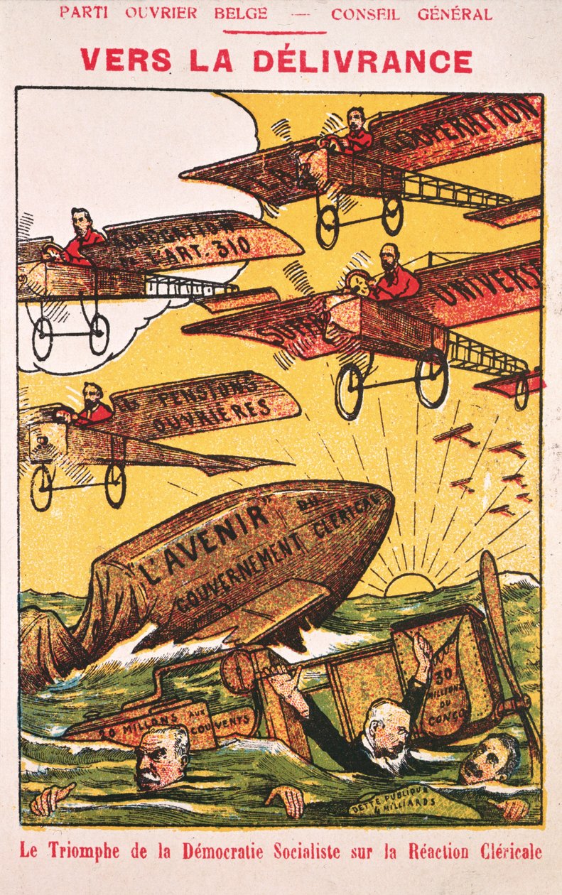 Cartaz publicitário do Parti Ouvrier Belge (Partido dos Trabalhadores belgas) pré 1914 de Belgian School