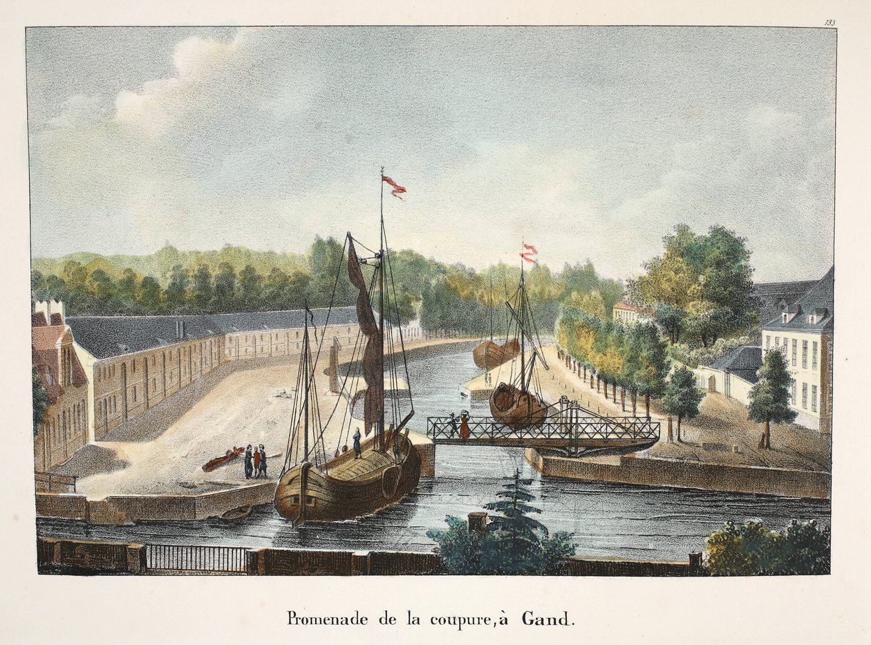 Promenade do corte, em Gante, c.1895 (fotochrom) de Belgian School