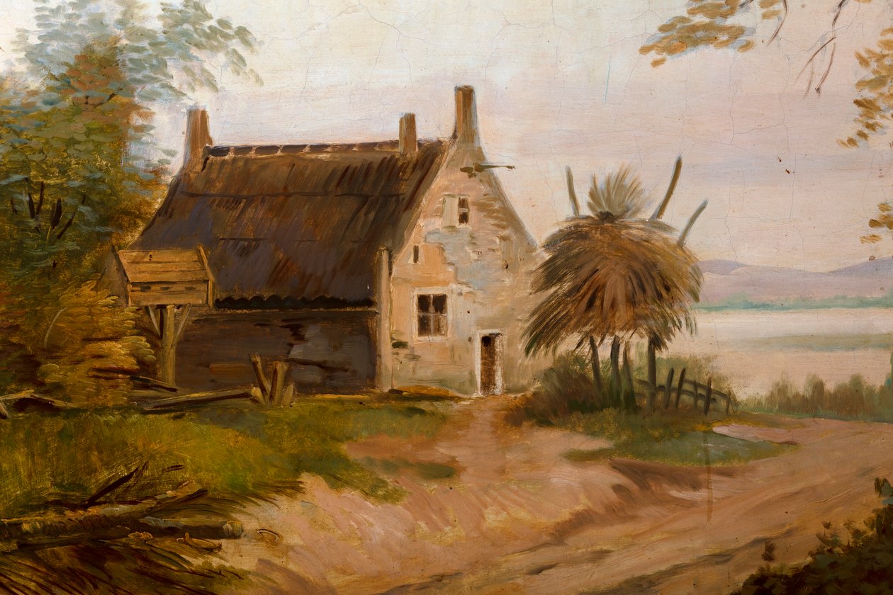 Segunda sala nos fundos, sala de reuniões, murais com cenas rurais em estilo clássico, provavelmente de cerca de 1810, cena 7 de Belgian School