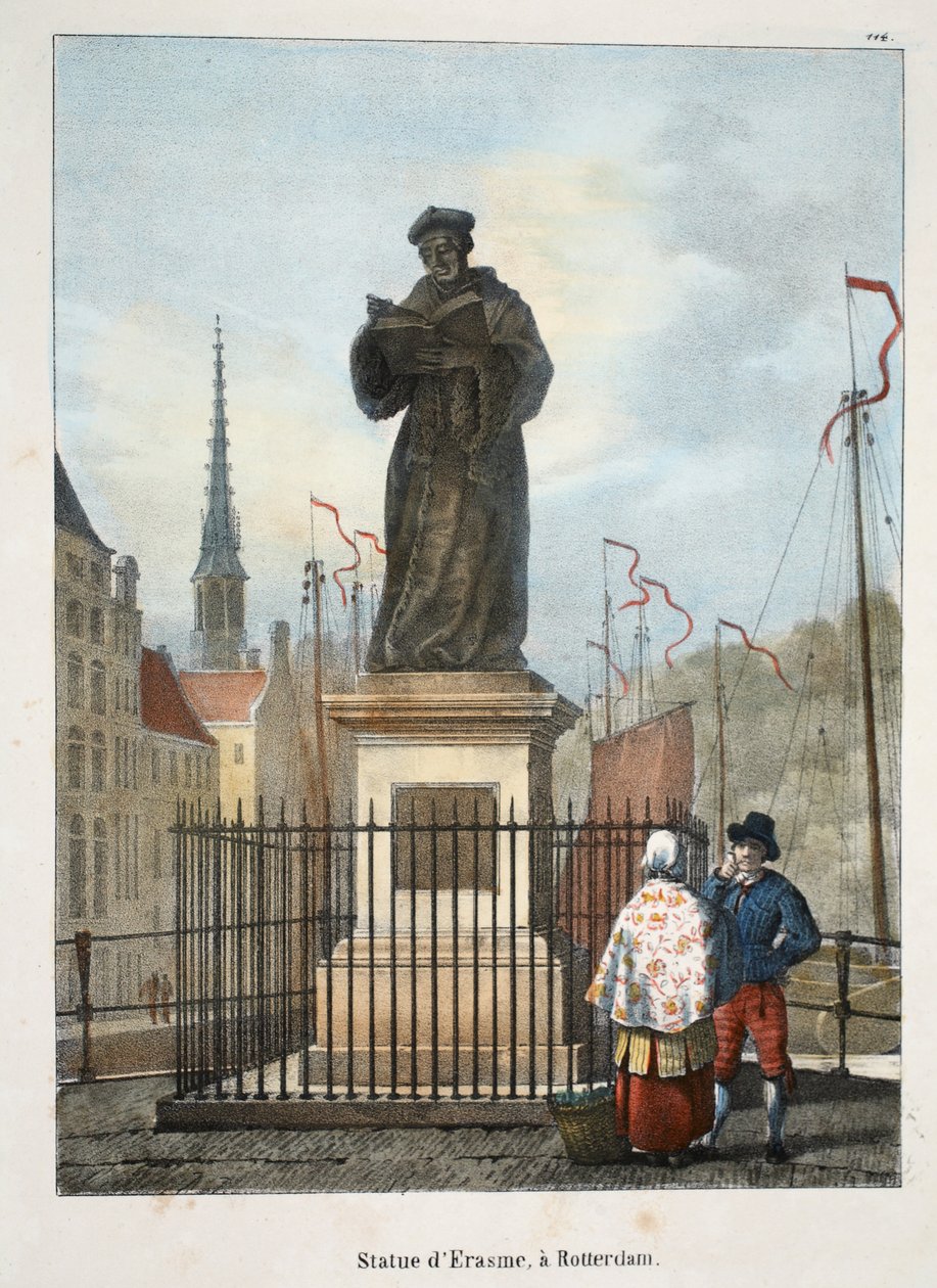 Estátua dErasme, um Rotterdam, c.1895 (photochrom) de Belgian School