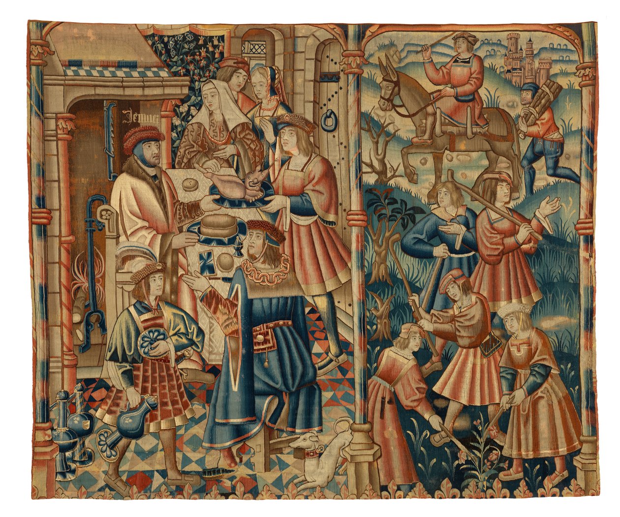 Tapeçaria, Mês de janeiro, possivelmente da Flandres de Belgian School