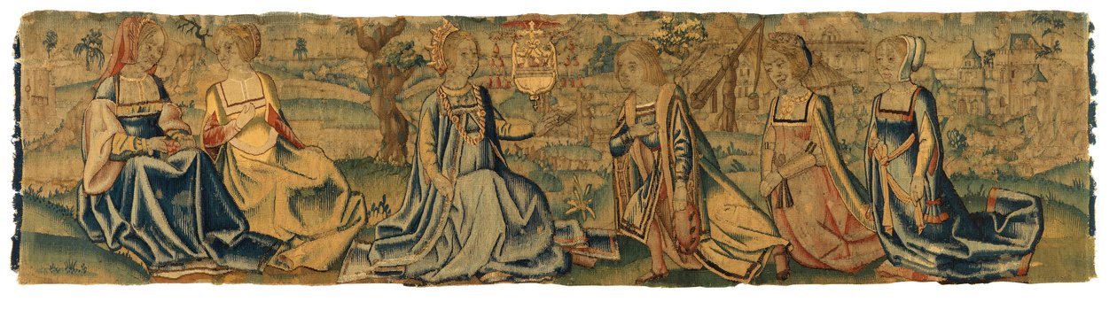Tapeçaria, A princesa e o seu cortejador, possivelmente de Bruxelas (lã e seda) de Belgian School
