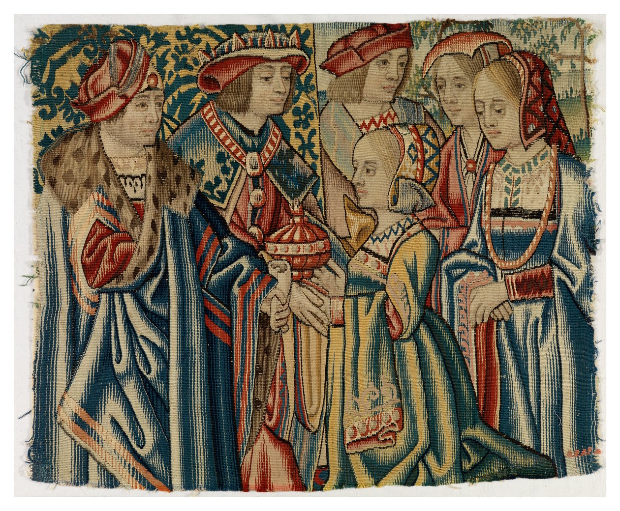 Fragmento de tapeçaria representando o casamento de Luís XII com Joana, filha de Luís XI, de Bruxelas de Belgian School