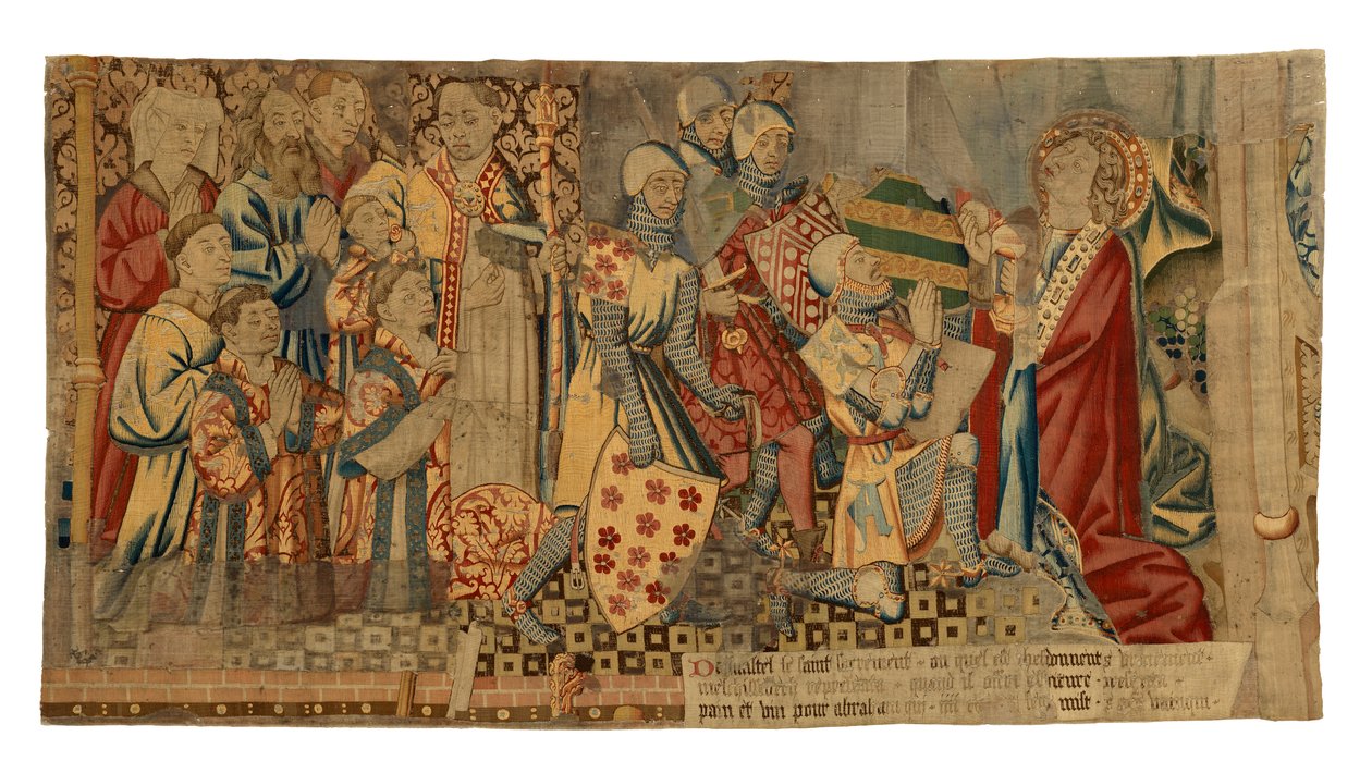 Fragmentos de uma tapeçaria que representa os Sete Sacramentos, fabricada em Tournai, Bélgica de Belgian School