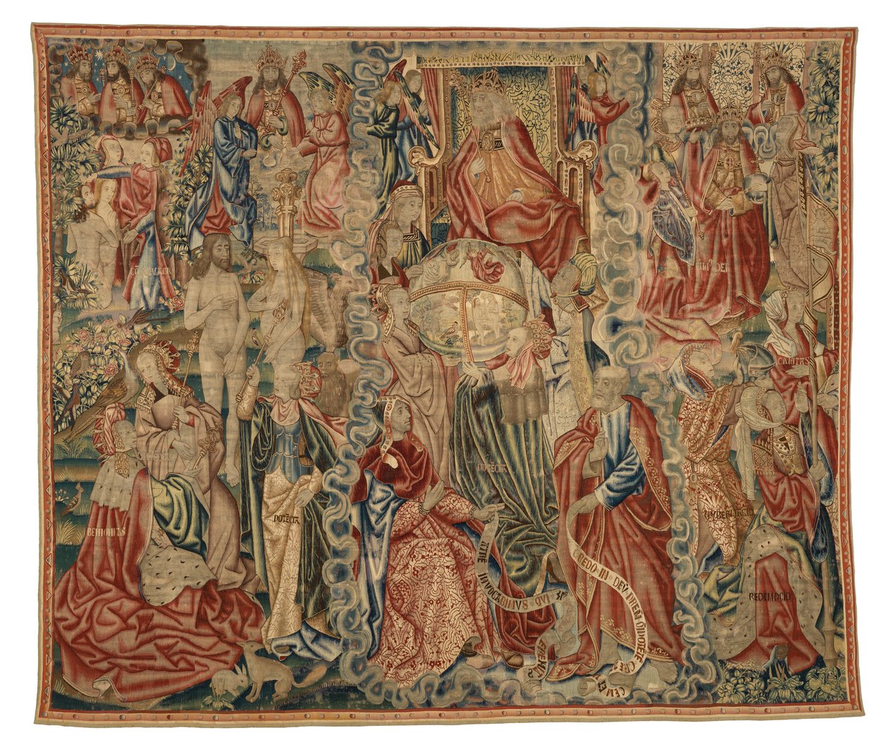 Tapeçaria, parte de uma tapeçaria Credo representando A Criação do Mundo, feita em Bruxelas, Bélgica, c.1500-10 (lã) de Belgian School