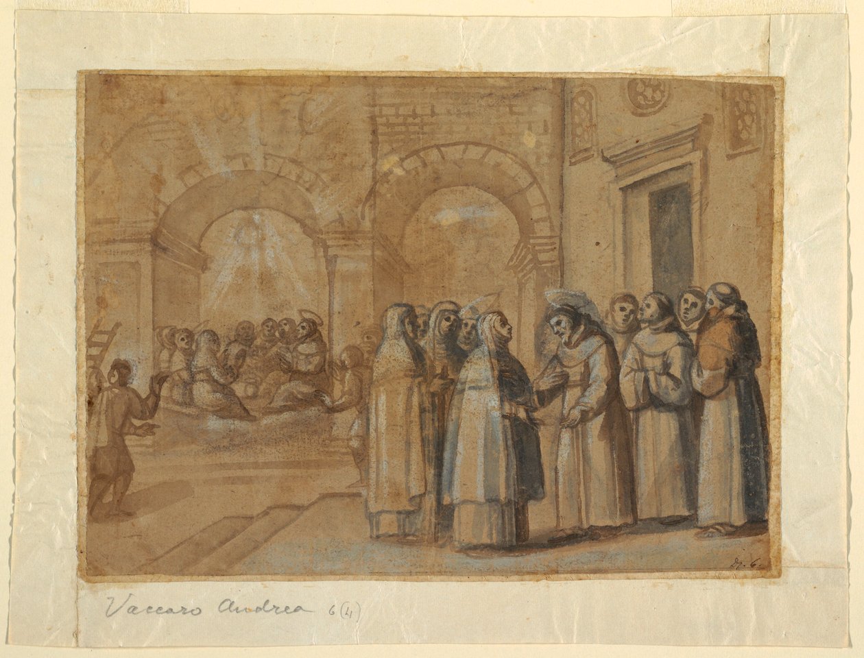 Desenho, Encontro dos Santos Francisco e Clara, ca. 1630 de Belisario Corenzio