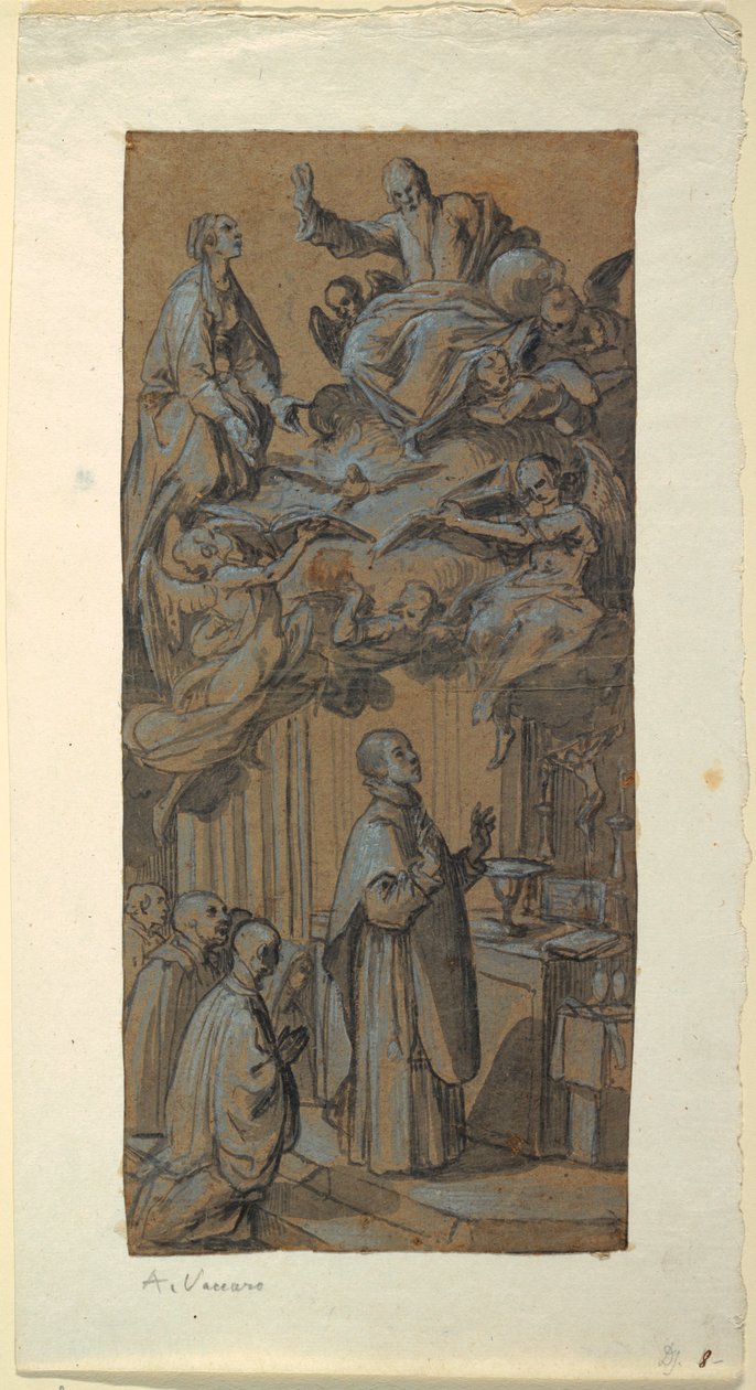 Desenho, Visão durante uma missa, ca. 1630 de Belisario Corenzio