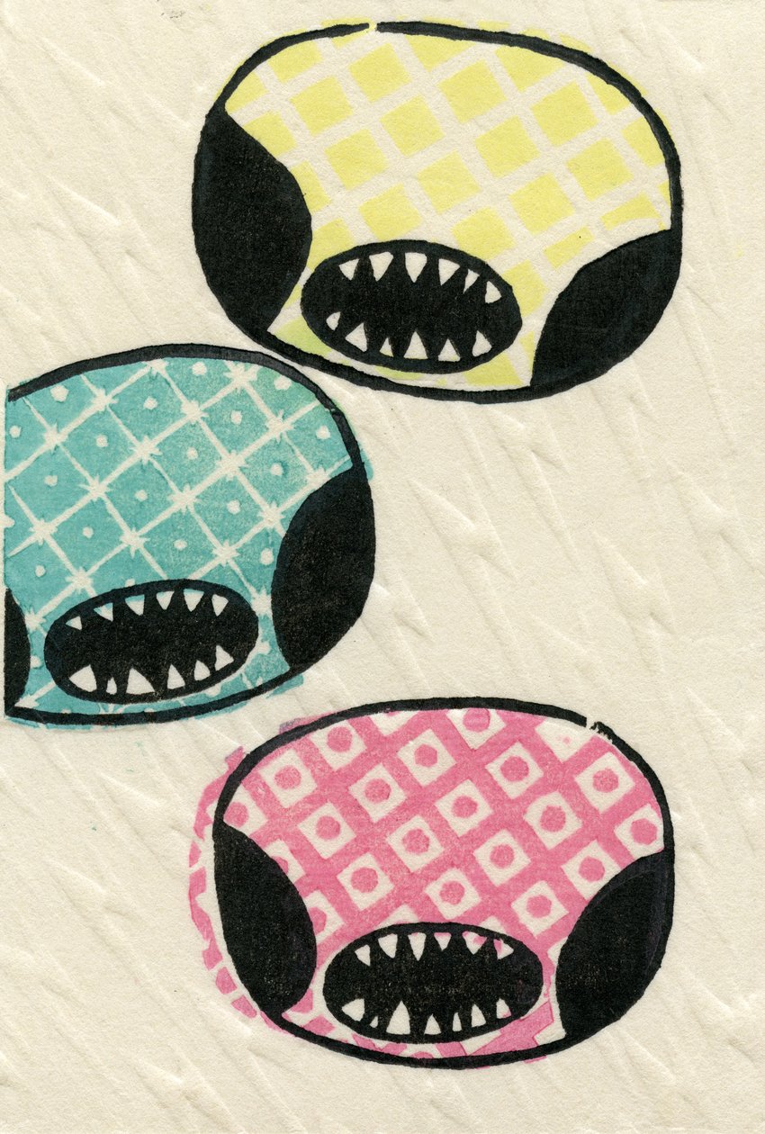 China Monstros, 2012 (xilogravura em washi) de Bella Larsson