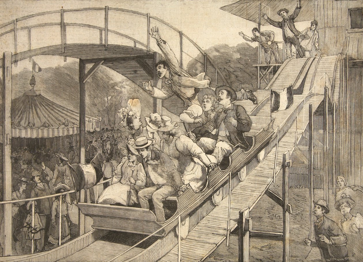 Acidente de parque de diversões nas Montanhas Russas, Saint-Cloud, de &39;Le Petit Parisien&39;, 26 de julho de 1891 de Beltrand and Clair Guyot, E. Dete