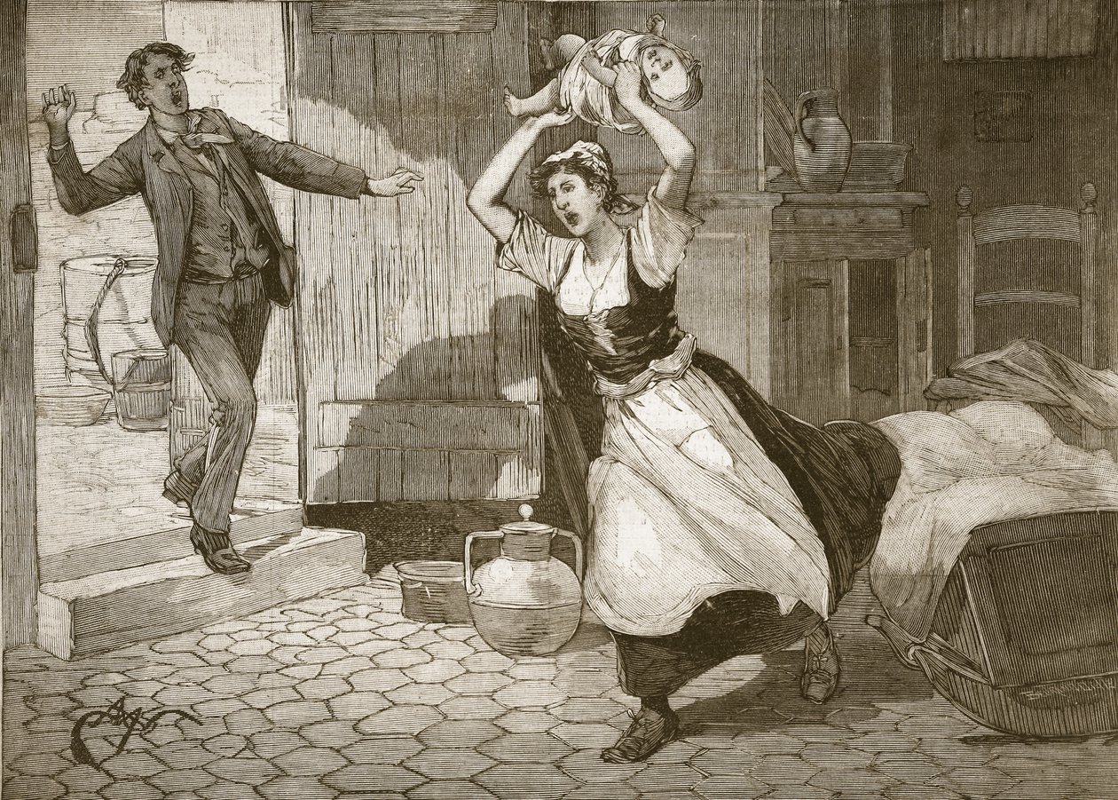 Uma mãe mata seu próprio filho, de &39;Le Petit Parisien&39;, 6 de setembro de 1891 de Beltrand and Clair Guyot, E. Dete