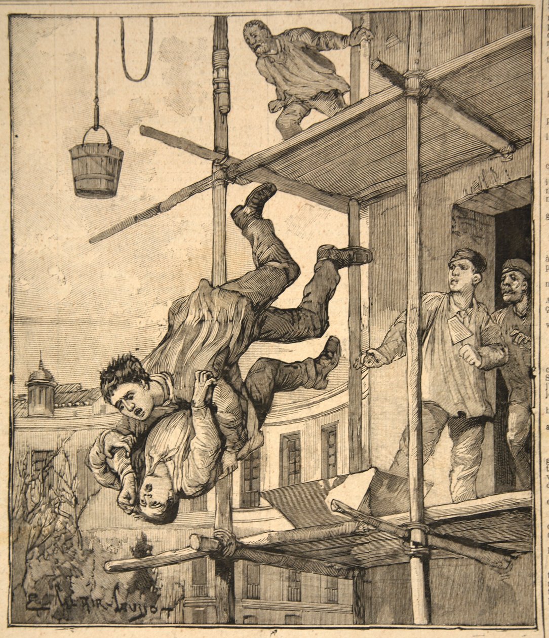 O drama de Toulouse, de &39;Le Petit Parisien&39;, 1891 de Beltrand and Clair Guyot, E. Dete