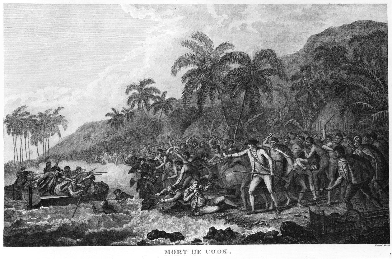 A morte do capitão James Cook (1728-79) 14 de fevereiro de 1779 de Robert Benard