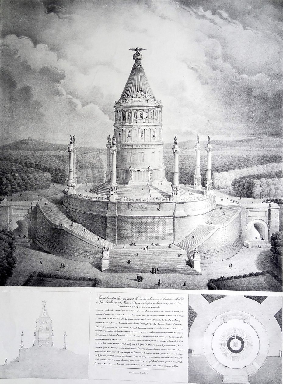 Projeto para uma tumba que seria erguida para Napoleão nas alturas de Chaillot em frente ao Champ de Mars de Benard et Cie Imprimerie Lemercier
