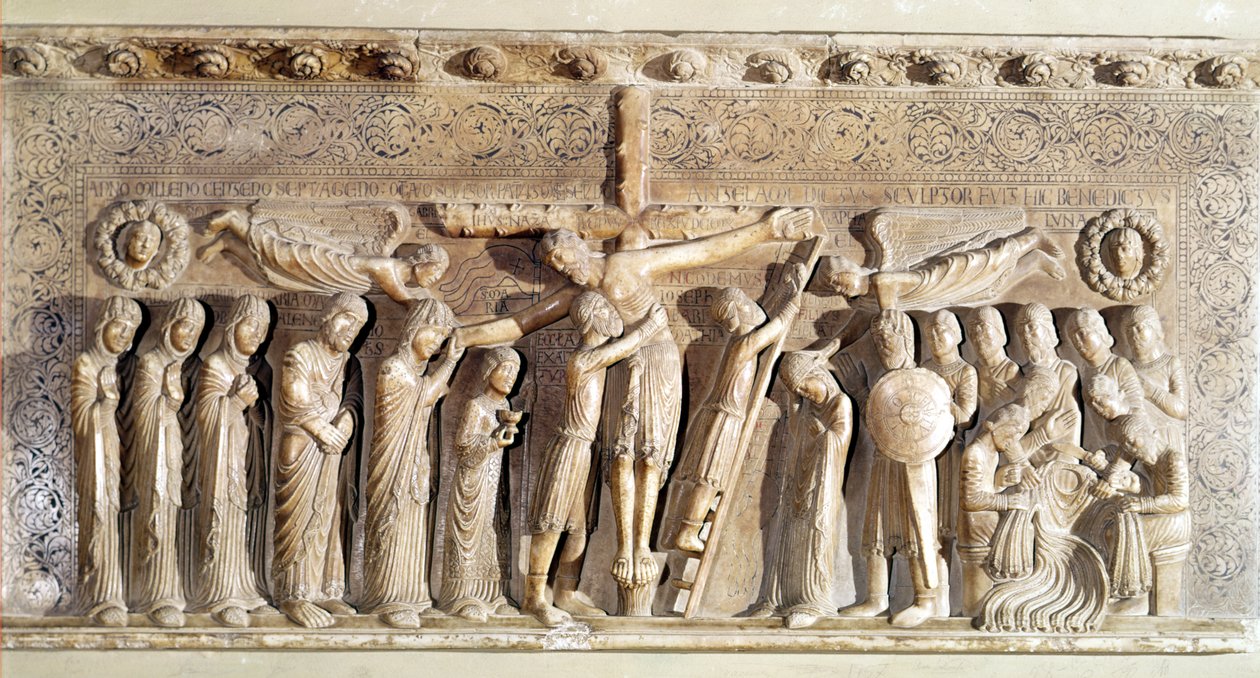Painel de relevo representando a deposição, 1178 (mármore) de Benedetto Antelami