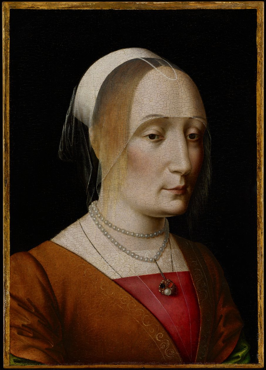 Retrato de uma senhora (óleo no painel de álamo) de Benedetto Ghirlandaio