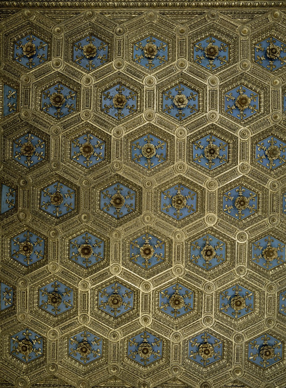 Decoração de teto da Sala dei Gigli de Benedetto da Maiano