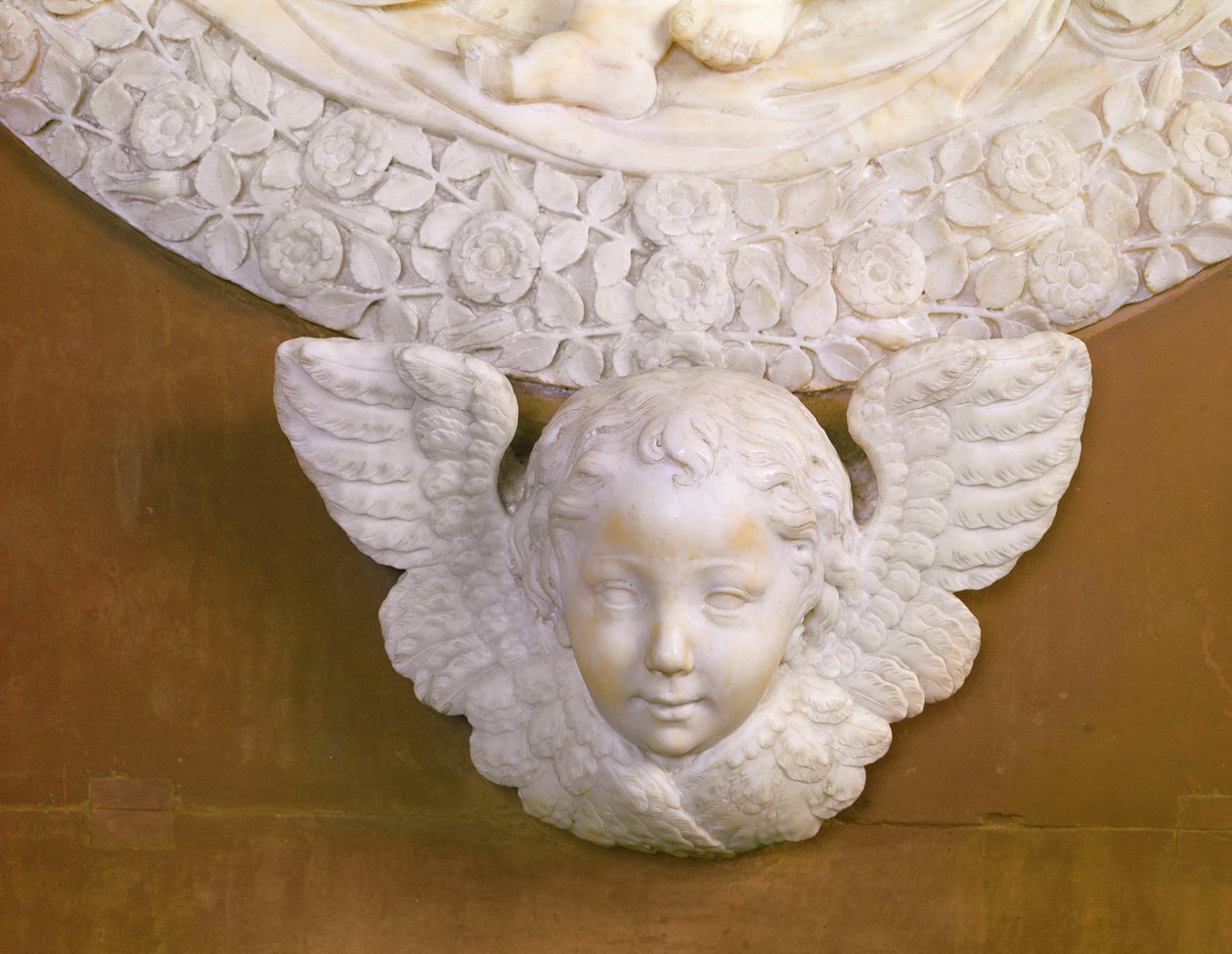 Túmulo de Filippo Strozzi 1428-91 na Capela Strozzi, detalhe de mármore 1491-95 de 208700 de Benedetto da Maiano